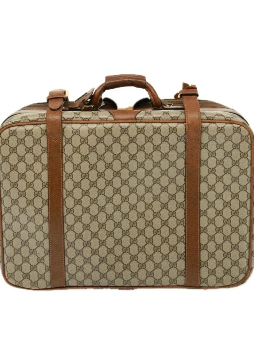 GUCCI GG Supreme Boston Bag PVC Beige Auth mr177